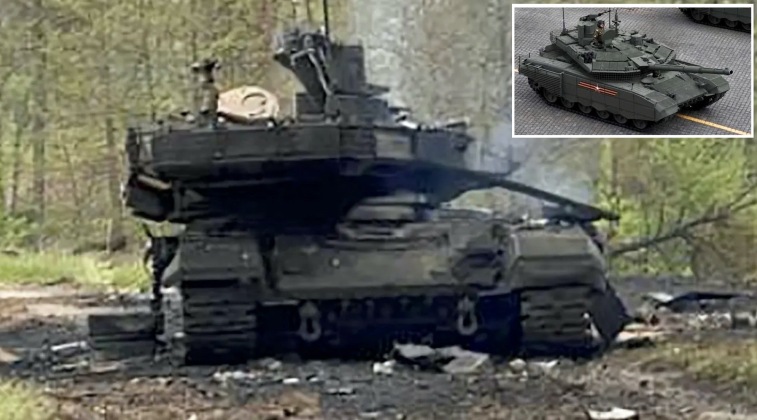 Destroyed T-90M tank