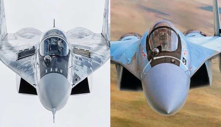 MiG-29 (left) and Su-35 Fighters