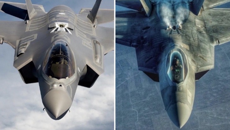 Máy bay chiến đấu F-35 (trái) và F-22