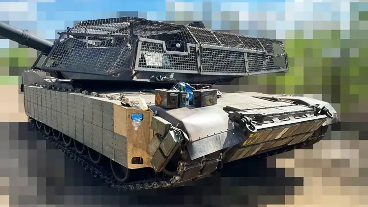 Ukrainian Abrams Tank with Enhanced Armour