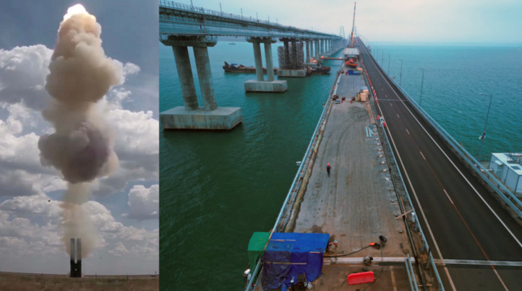 Kerch Strait Bridge and Missile Launch From S-500 System