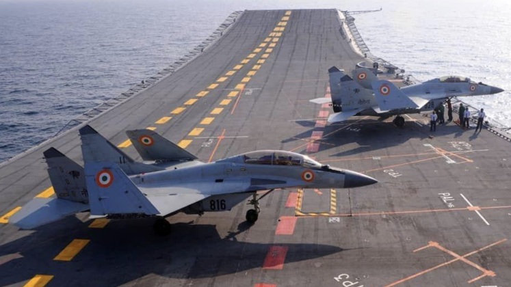 Indian Navy MiG-29K Fighters on INS Vikramaditya