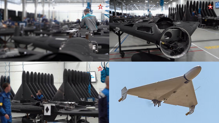 Russian Geran-2 Single Use Drone in Production and in Flight