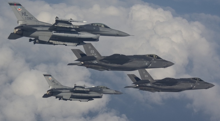 F-35s Lead F-16s in Formation