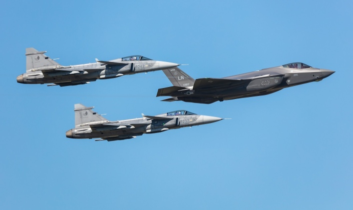 F-35 Leads Gripen Fighters in Formation