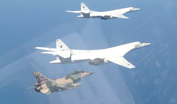 Russian Aerospace Forces Tu-160 Bombers Escorted By Venezuelan Air Force F-16