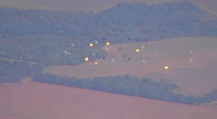 Cluster Warhead Explosions From Iskander-M Strike on Patriot Batteries