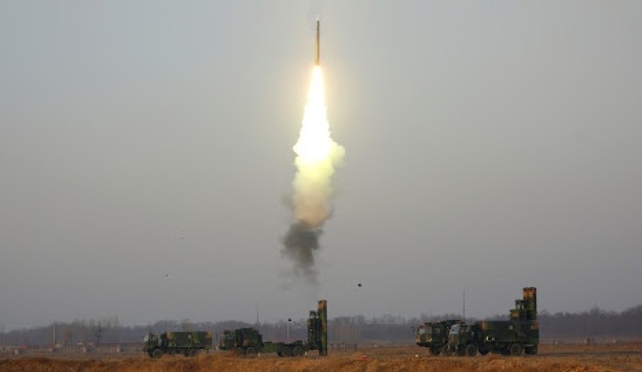 Surface-to-Air Missile Launch From Chinese HQ-9B Long Range Air Defence System Surface-to-Air Missile Launch From Chinese HQ-9B Long Range Air Defence System