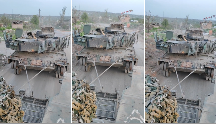 Russian Army Recovery of Leopard 2A6 Tank Near Avdiivka