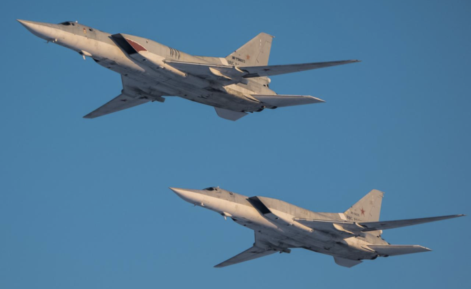 Russian Su-35s Escort Tu-22M3 Bombers with Latest Anti-Ship Missiles Into Eastern Europe