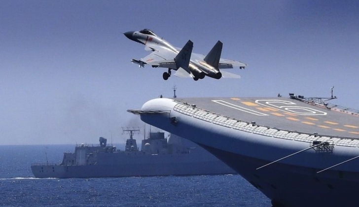 J-15 Fighter Takes Off From Chinese Carrier Liaoning