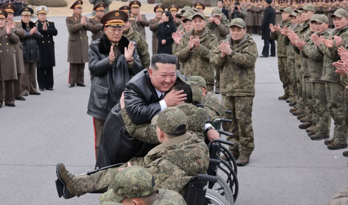 Chairman Kim Jong Un Greets Returning 528th Regiment Personnel