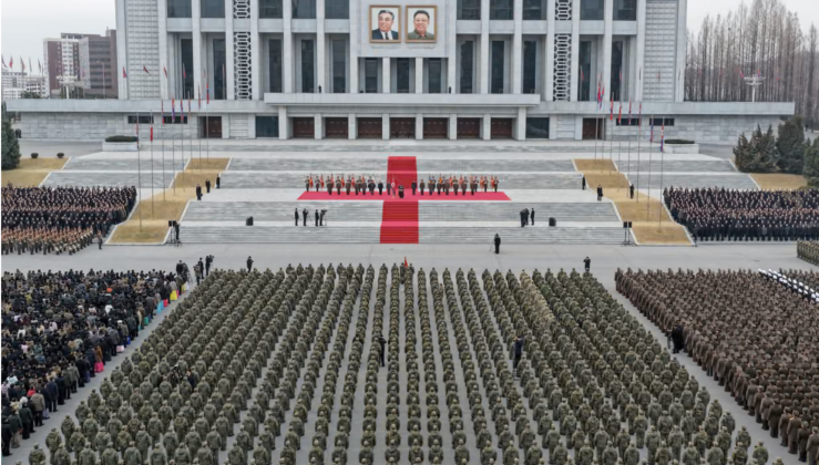 Welcoming Ceremony For Returning North Korean Personnel in Pyongyang
