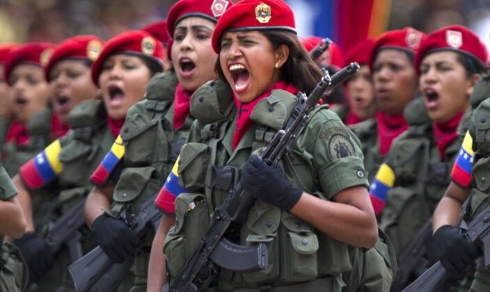 Venezuelan Female Soldiers on Parade