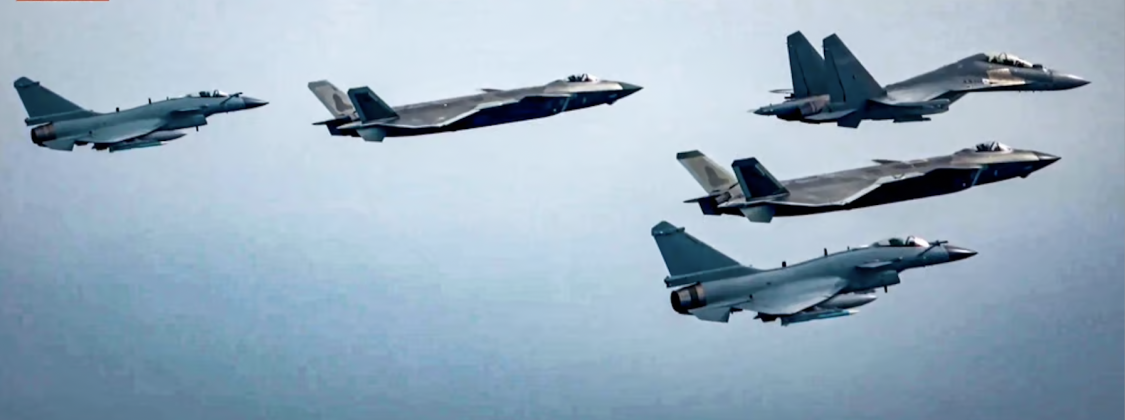 J-16D Leads J-20s and J-16s in Formation