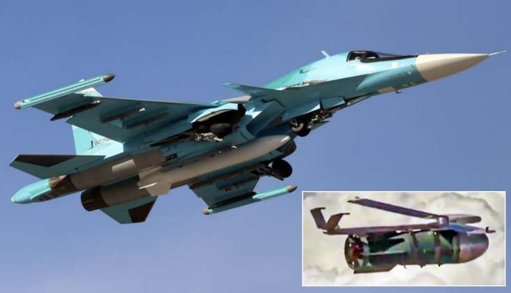 Russian Su-34 Strike Fighter Conducts Guided Glide Bomb Strike on Ukrainian Personnel Concentration