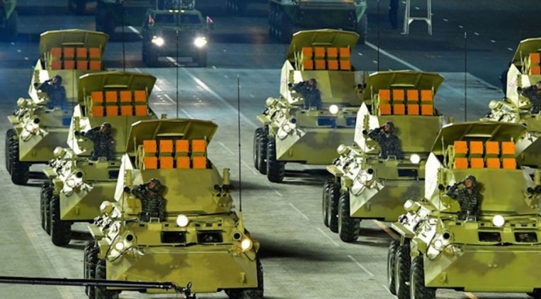 North Korean Six-Wheeled Tank Destroyer Vehicles with Eight Bulsae-4 Missiles Each