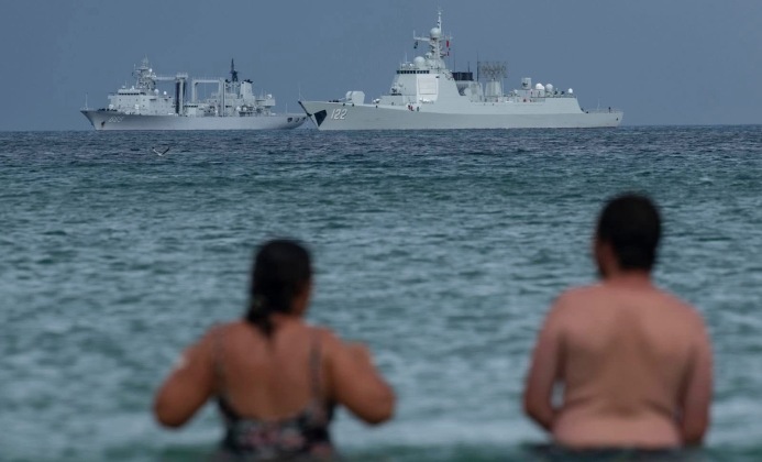 Type 052D Class Destroyer Tangshan Off the Coast of South Africa