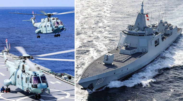 Chinese Helicopter Carrier and Type 055 Heavy Destroyer Conduct Amphibious Assault Exercises in Far Seas