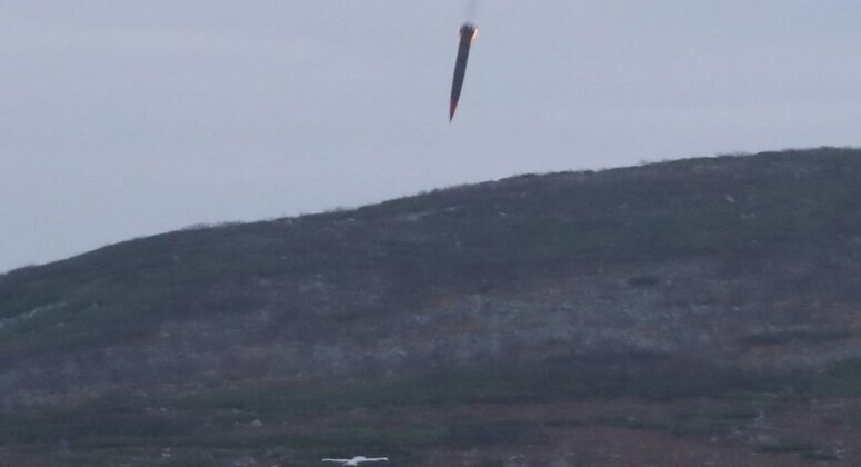 North Korean Hwasong-11-Da-4.5 Bunker Buster Missile Miliseconds Before Impact