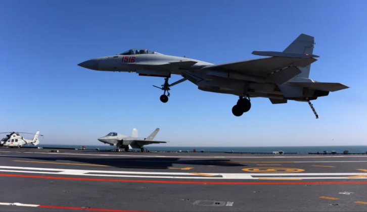 J-15 Landing on Supercarrier Fujian
