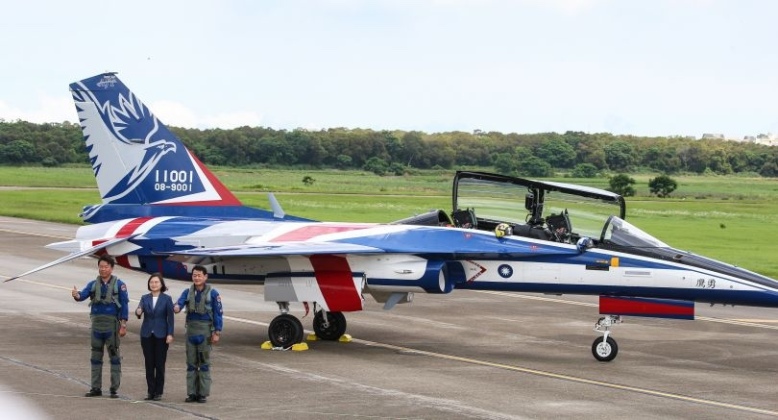 Then-Republic of China President Tsai Ing Wen with Brave Eagle Fighter