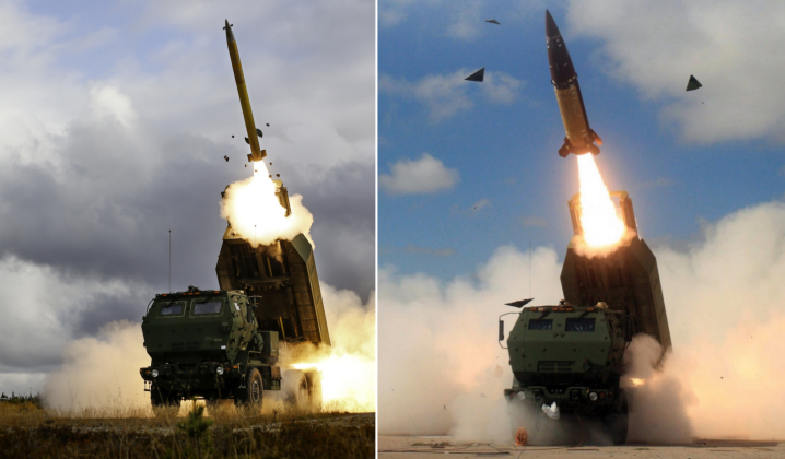 Rocket (left) and Ballistic Missile Launches From HIMARS System
