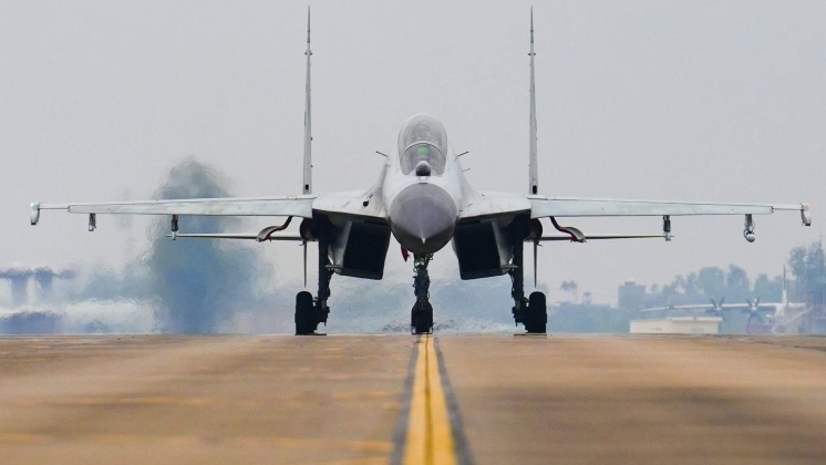 Chinese PLA Navy J-11BSH Fighter During Training Exercises in February 2026