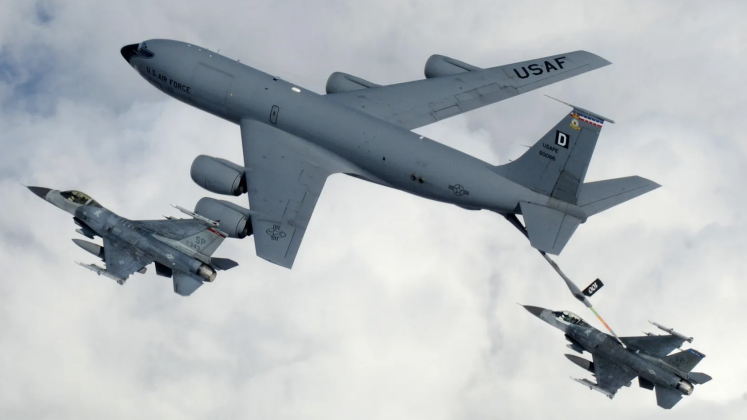 U.S. Air Force KC-135 Tanker Refuels F-16s U.S. Air Force KC-135 Tanker Refuels F-16s