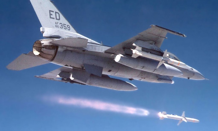 F-16 Launches AGM-88 Anti-Radiation Missile