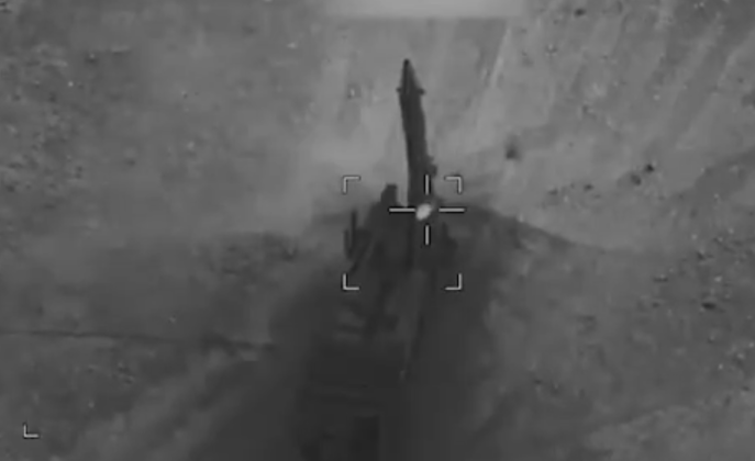 Iranian Ballistic Missile Transporter Erector Launcher Moments Before Hit By ATACMS