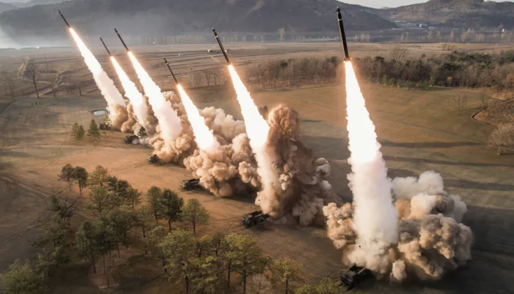 North Korean KN-25 600mm Rocket Artillery Launch
