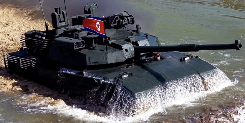 Char d'assaut de nouvelle génération nord-coréen lors des exercices du 19 mars