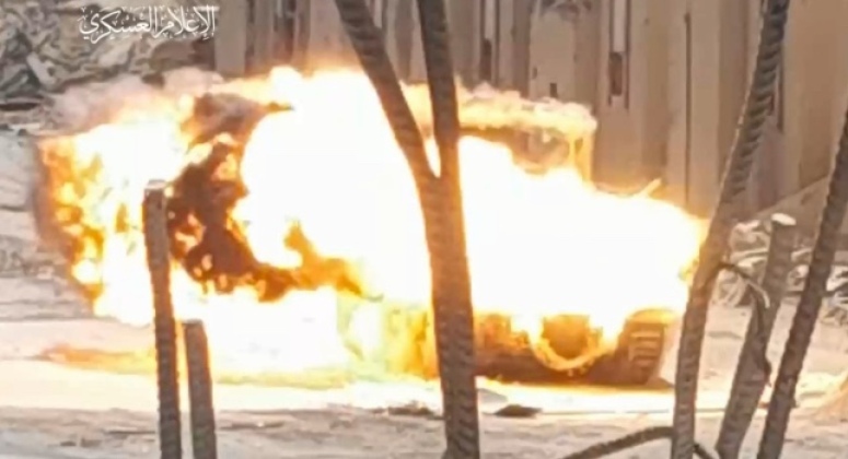 Destruction of Merkava Tank By Palestinian Paramilitary Groups in the Gaza Strip