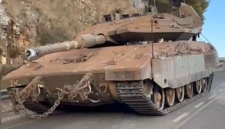 Israeli Army Merkava IV Tank Near the Lebanese Border