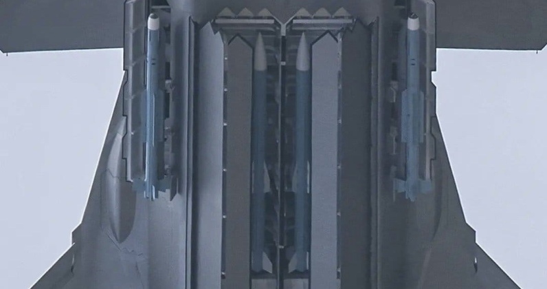 Chinese PL-15 (Centre) and PL-10 Air-to-Air Missiles in J-20 Stealth Fighter`s Weapons Bays