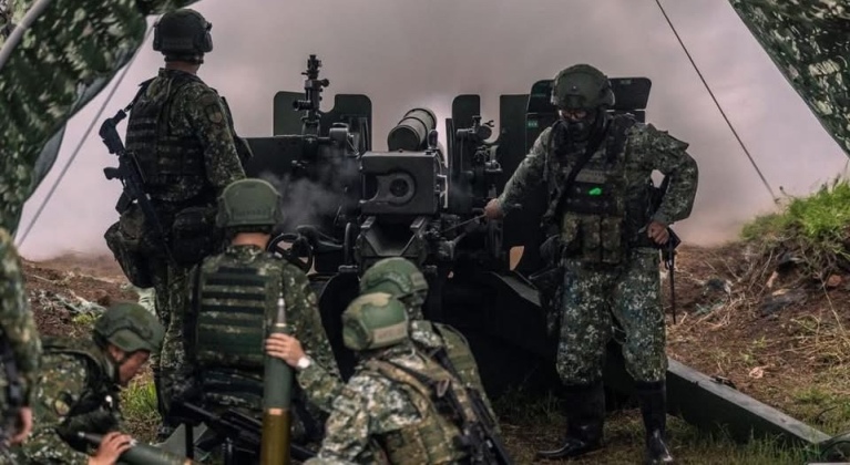 Republic of China Army Artillery During Penghu Live Fire Exercises