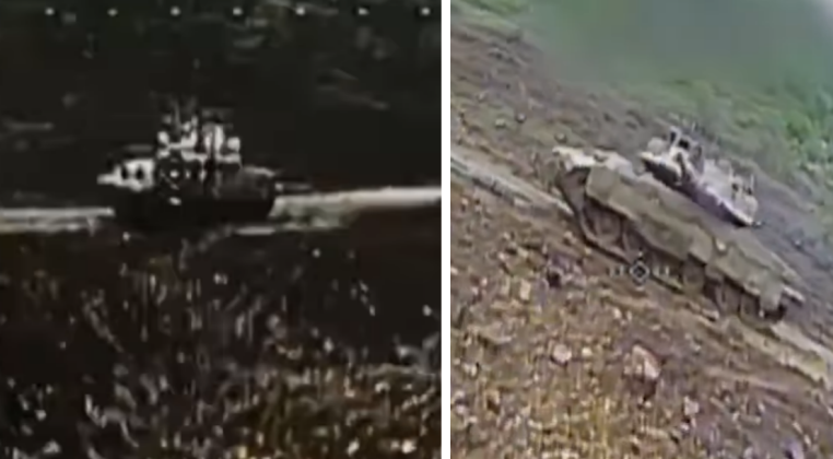 Moments of Hezbollah FPV Drone Strike on Merkava Tank