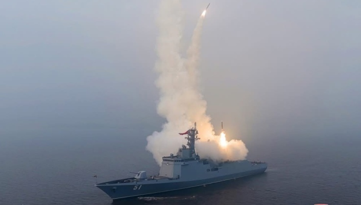 North Korean Destroyer Choe Hyon During Live Fire Exercises in March