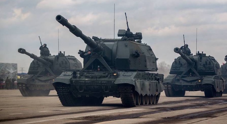 Russian Army 2S35 Koalitsiya-SV Self-Propelled Howitzers