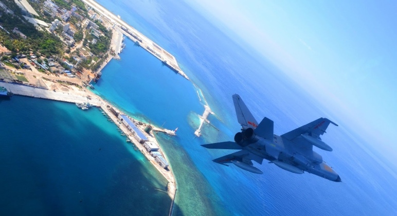 JH-7 Strike Fighter Over Yongxing Island in the South China Sea