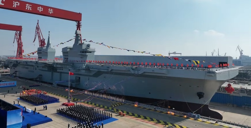 Launch of Chinese Type 076 Class Carrier Sichuan