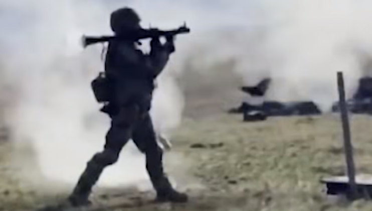 Colombian Contractor Fires Rocket Propelled Grenade in Ukraine