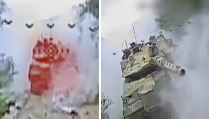 Moments of Hezbollah FPV Drone Strike on Merkava Tank