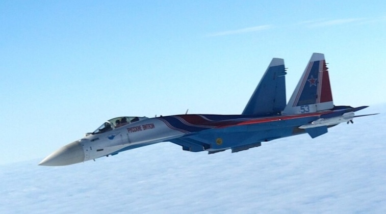Russian Knights Su-35 on Bomber Escort Mission Over the Barents Sea