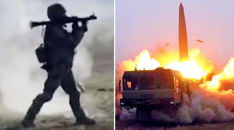 Colombian Mercenary in Ukraine (left) and Russian Iskander-M Missile Launch 
