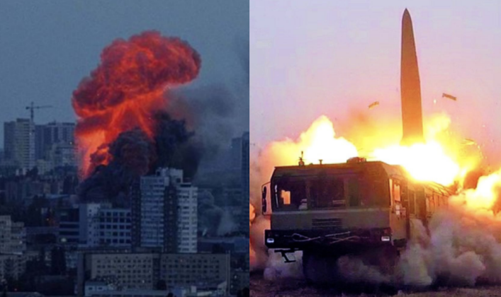 Iskander-M Launch and Explosion in Kiev