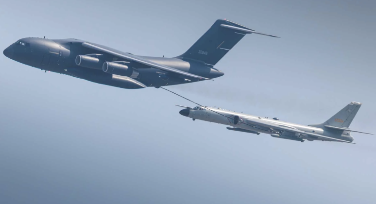 YY-20 Aerial Tanker Refuels H-6 Strategic Bomber