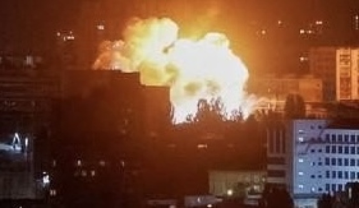 Explosion During Missile Strikes on Kiev Explosion During Missile Strikes on Kiev