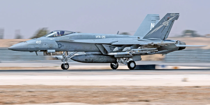 U.S. Navy F-18E Super Hornet at Muwaffaq Salti Airbase, Jordan Under Strike Fighter Squadron 25